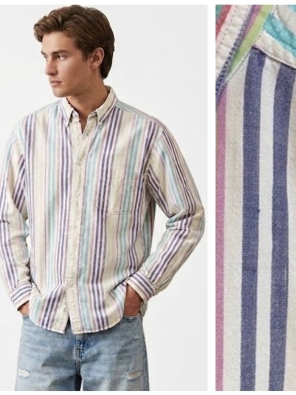 Vintage Woolrich Colorful Stripes Button Down Shirt Large